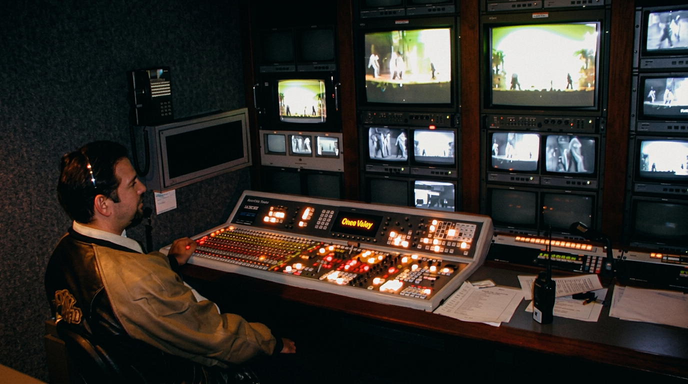 Benjamin Rapoport directing a live show from a television control room